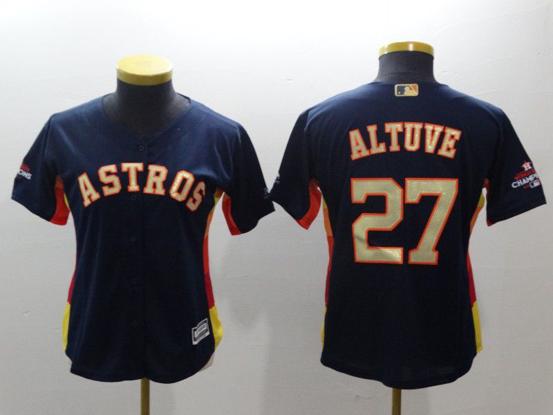 Women Houston Astros #27 Altuve Blue Champion Edition MLB Jerseys->youth mlb jersey->Youth Jersey